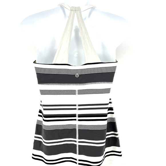 Lululemon Scoop Me Up Black White Stripe Tank II Tank Top w/Bra Cups Size 8 - Picture 3 of 10